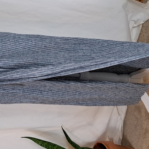 Banana Republic linen viscose blue white stripe faux wrap cap sleeve maxi sz6 - Picture 5 of 15